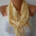 Light Yellow Scarf -  Pashmina Scarf  - Cowl Scarf with Lace Edge - fatwoman