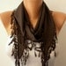 Brown Scarf - Pashmina Scarf - Cowl with Lace Edge -
