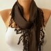Brown Scarf - Pashmina Scarf - Cowl with Lace Edge -