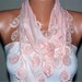 Salmon Scarf  - Cotton  Scarf -  Cowl with Lace Edge   -