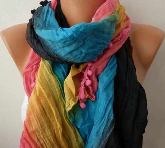 Rainbow Women Shawl Scarf -  Cowl