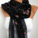 Red Black Scarf -  Cowl with Lace Edge - Butterfly Scarf with Sequin