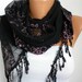 Pink Black Scarf - Headband Necklace Cowl with Lace Edge