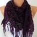 Purple Black Scarf - Cowl with Lace Edge