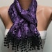 BIG SALE Purple Silvery Scarf - Cowl with Lace Edge by Fatwoman