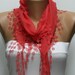 Amaranth Scarf - Cotton Scarf - Cowl Scarf - Shawl with Lace Edge -