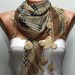 Plaid  Scarf -  Cotton Scarf  Cowl Scarf with  Lace Edge - fatwoman
