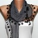 Polka dot Scarf - Cowl with Lace Edge