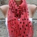Polka Dot Scarf - Red  Scarf -  Cotton Scarf  Cowl with  Lace Edge - fatwoman