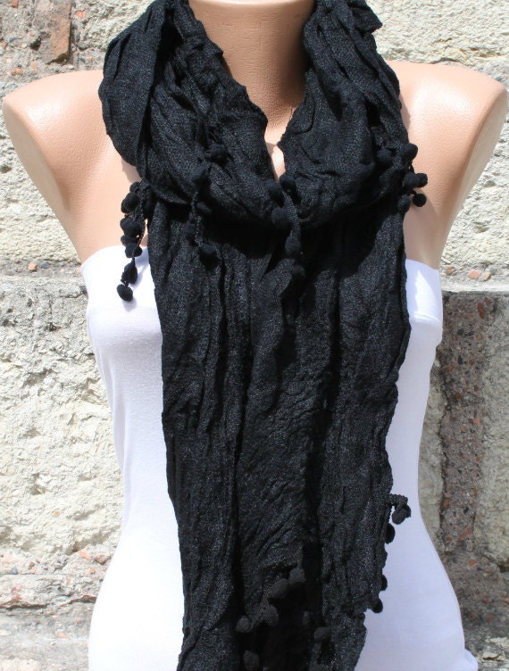 Black Women Shawl Scarf - Cowl