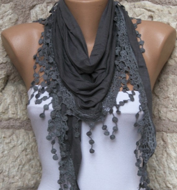 Dark Gray - Shawl Scarf -  Cowl Scarf - fatwoman