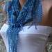 Blue Scarf - Cowl with Lace Edge