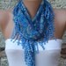 Blue Scarf - Cowl with Lace Edge