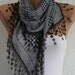 Gray Plaid  Scarf -  Cotton Scarf  Cowl Scarf with  Lace Edge - fatwoman
