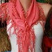 Hot Pink Scarf -  Pashmina Scarf  -  Cowl Scarf with Lace Edge - Coral Shawl - fatwoman