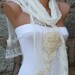 Creamy White Lace Shawl Scarf - Cowl bridesmaid gifts - fatwoman