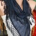 Navy Blue Scarf - Cotton Scarf - Headband Necklace Cowl with Lace Edge -