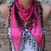 Hot Pink Scarf - Cotton Scarf - Cowl with Lace Edge - fatwoman