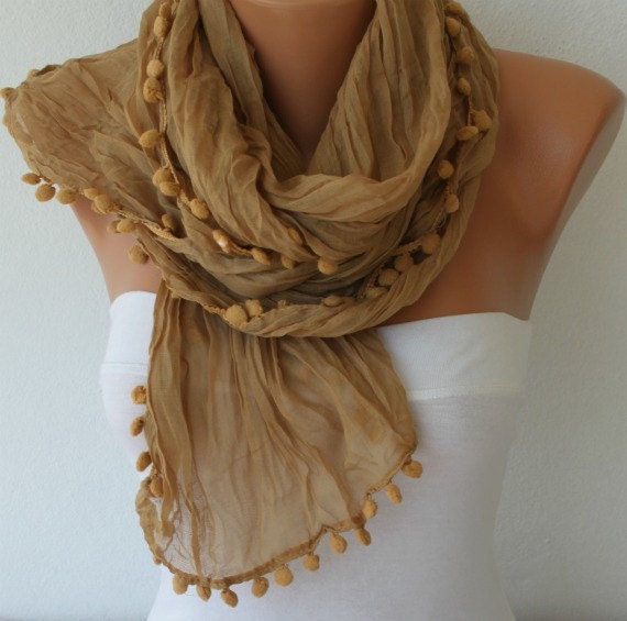 Women Shawl Scarf Scarf - Cowl Scarf with Lace Edge - fatwoman