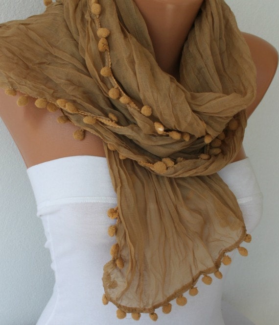 Women Shawl Scarf Scarf - Cowl Scarf with Lace Edge - fatwoman