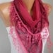 Scarf Shawl - Cotton Weddings Scarves - Cowl with Lace Edge - Ruby
