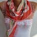 Multicolor Scarf - Cotton Scarf Cowl with Lace Edge