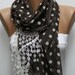 Polka Dot Scarf - Brown  Scarf -  Cotton Scarf  Cowl with  Lace Edge  Gift - Polka dot - fatwoman