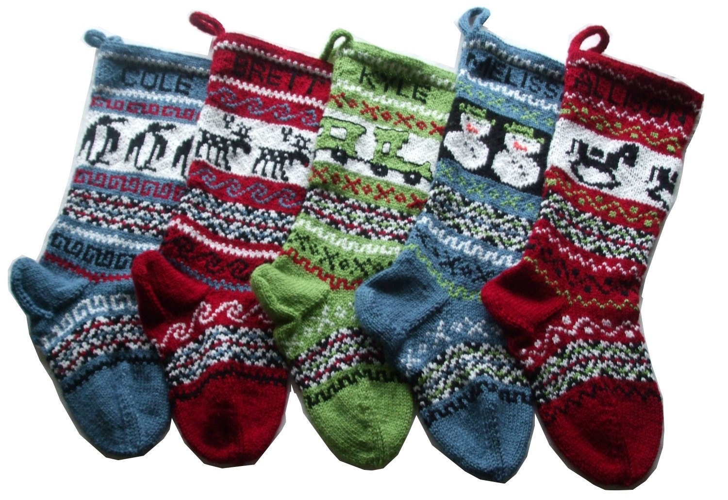 CIJ Sale 10% off Personalized knitted Christmas Stockings Set of 5