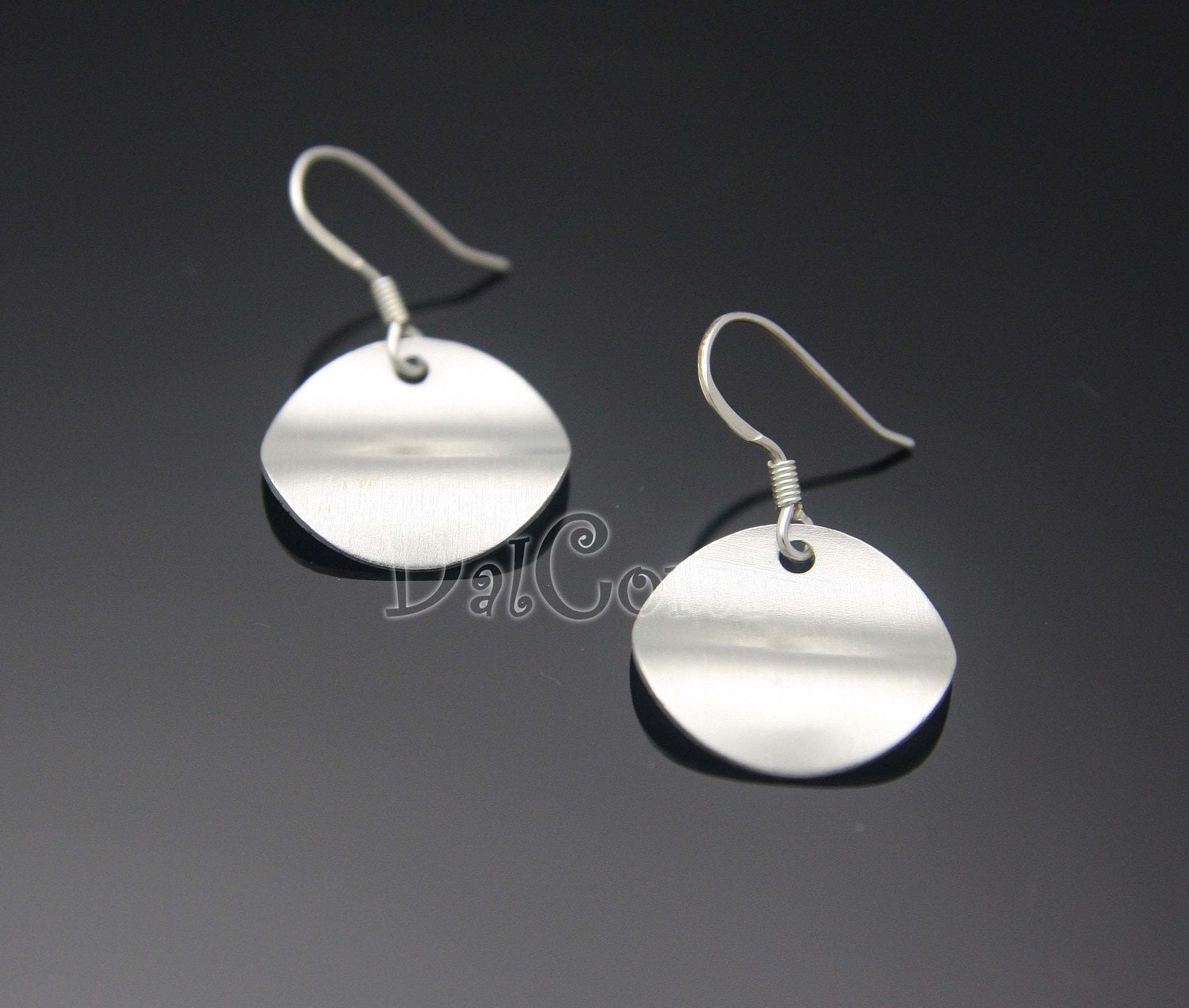 FIRESALE)  A04-Round 925 Sterling Silver Ripple Hook Earrings