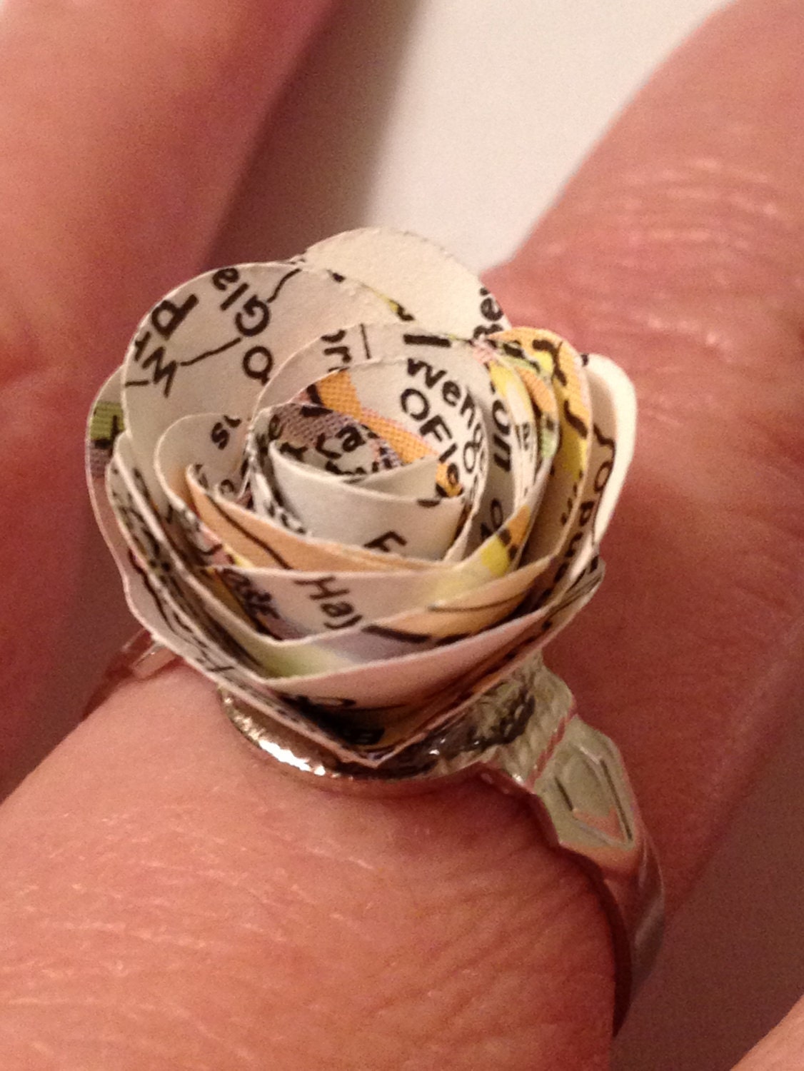 Upcycled Map Rose Ring