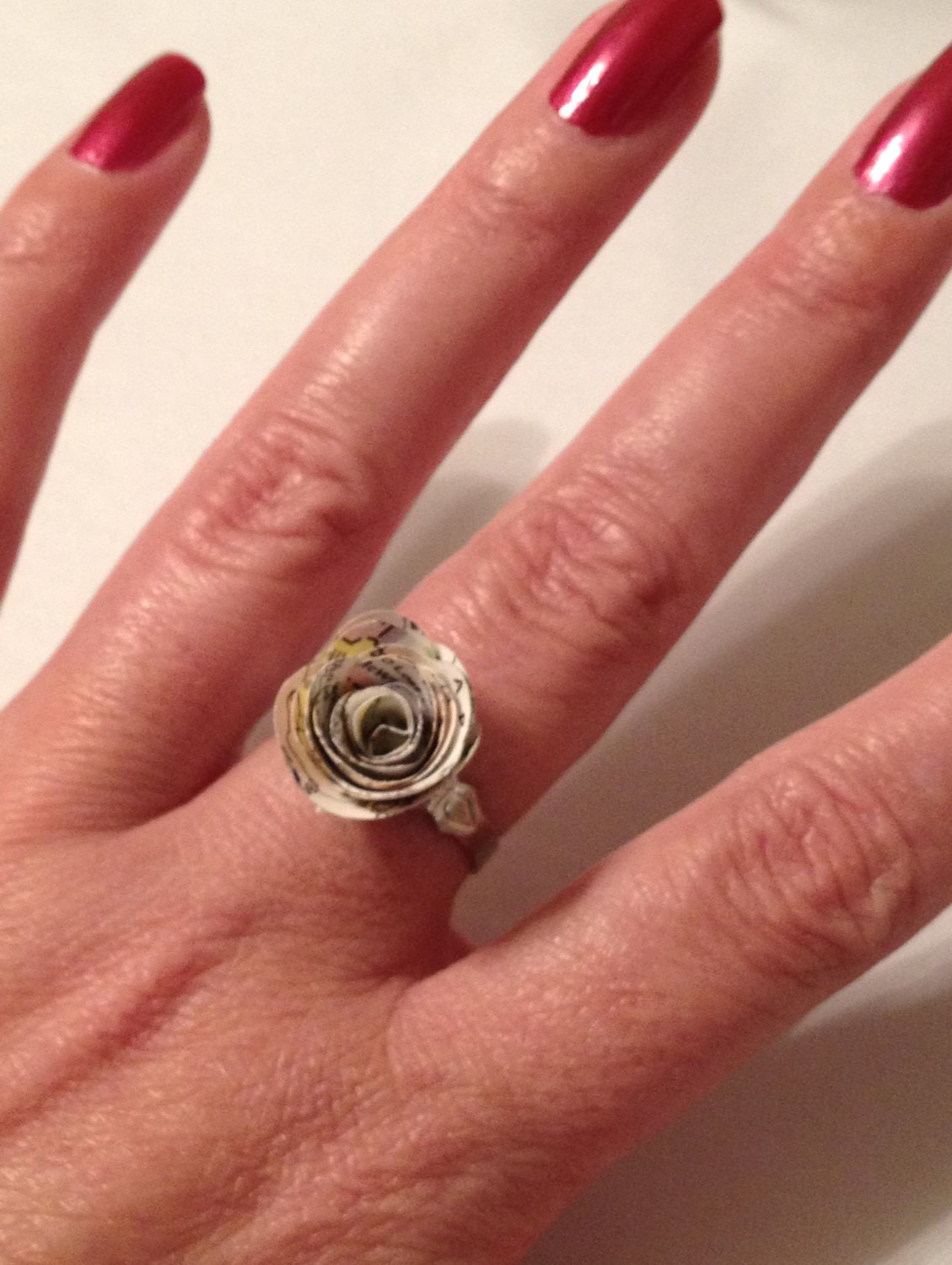 Upcycled Map Rose Ring