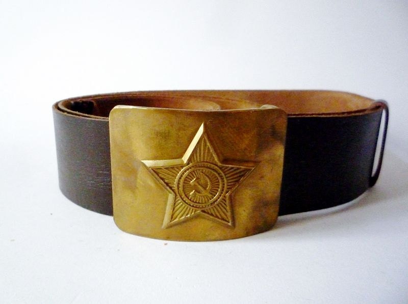 Vintage Soviet Leather Adjustable Belt