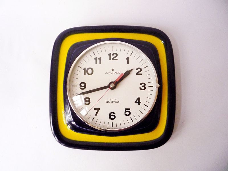 Vintage Ceramic Wall Clock from Junghans Made in Germany