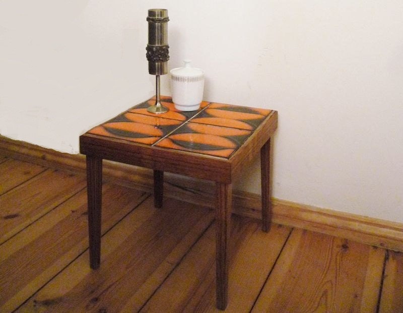 RESERVED - Mid Century Small Coffee Table Covered with Tiles