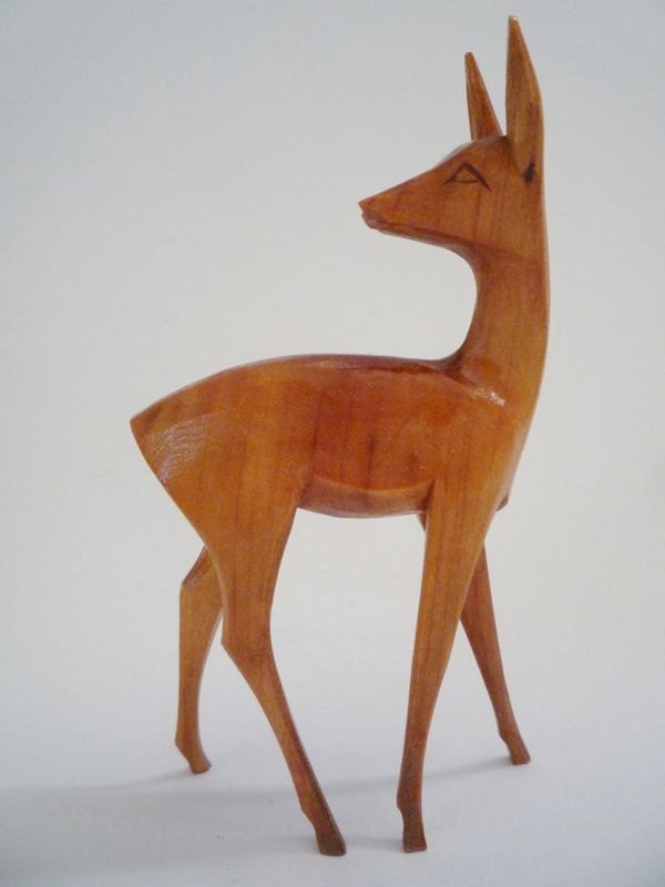 Vintage Wooden Handcarved Deer