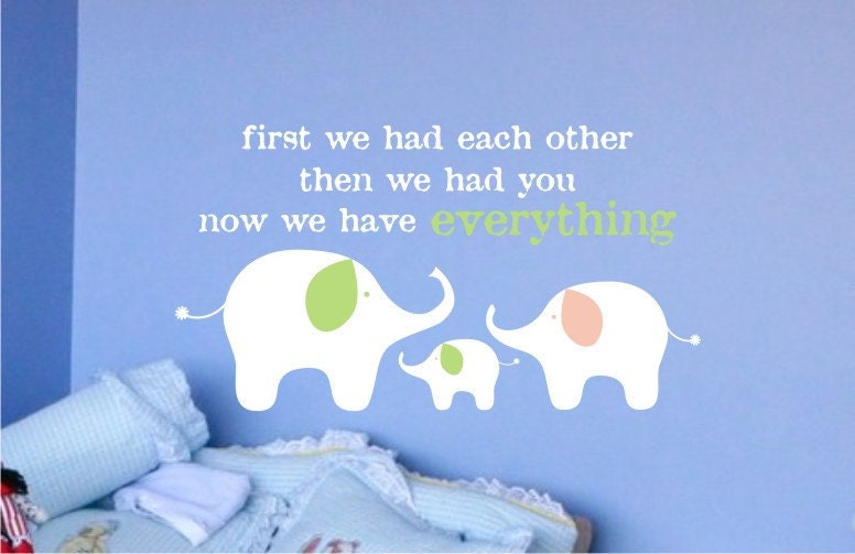 Childrens Decor Elephant Family Vinyl Lettering - Vinyl Wall Art - Vinyl Decals - Nursery wall decal