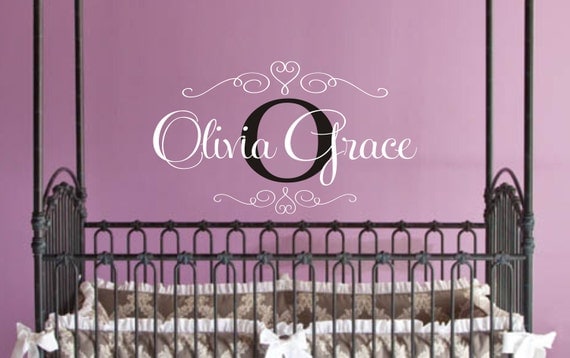 Personalized Childrens Decor Baby Nursery Monogram Vinyl Name Wall Decal, Vinyl Lettering Wall Art Decal