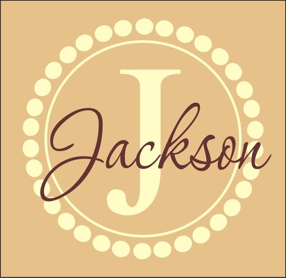 Childrens Decor Boys Vinyl Circle Name Wall Decal Monogram for Nursery or Bedroom Vinyl Wall Decal -Vinyl Lettering -Vinyl Wall Art Sticker