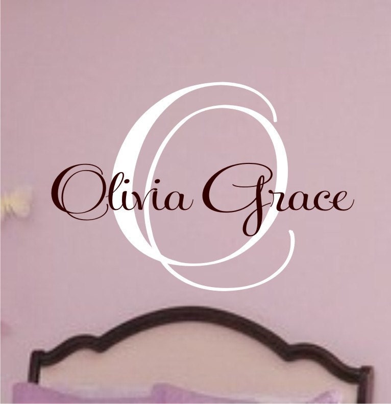 Childrens Decor Vinyl Wall Decal Monogram - Vinyl Wall Art Great for a baby, girl, or teen's bedroom, Nursery Wall Decal