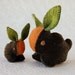 GREY Felt CARROT Mother and Baby Bunnies Natural Materialsl Handmade in CANADA