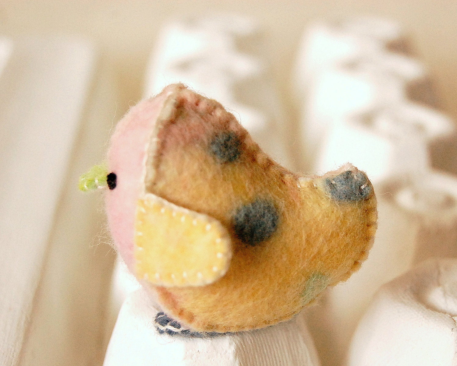 Felt Easter Baby Chick Handmade in Canada Pure Wool Toy OOAK