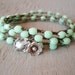 Mint green beaded bohemian crochet wrap bracelet necklace 'Spring Flowers' boho jewelry, minty pastel opal, featured on ETSY's front page
