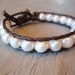 Freshwater pearl leather wrap bracelet - Diamonds & Pearls - luxe ivory white pearls, dark brown leather, rhinestone, bohemian jewelry