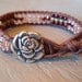 Beaded leather bracelet "RoseBud", Shabby Southwest chic, pink, rose, bohemian friendship bracelet, stack and layer, OOAK