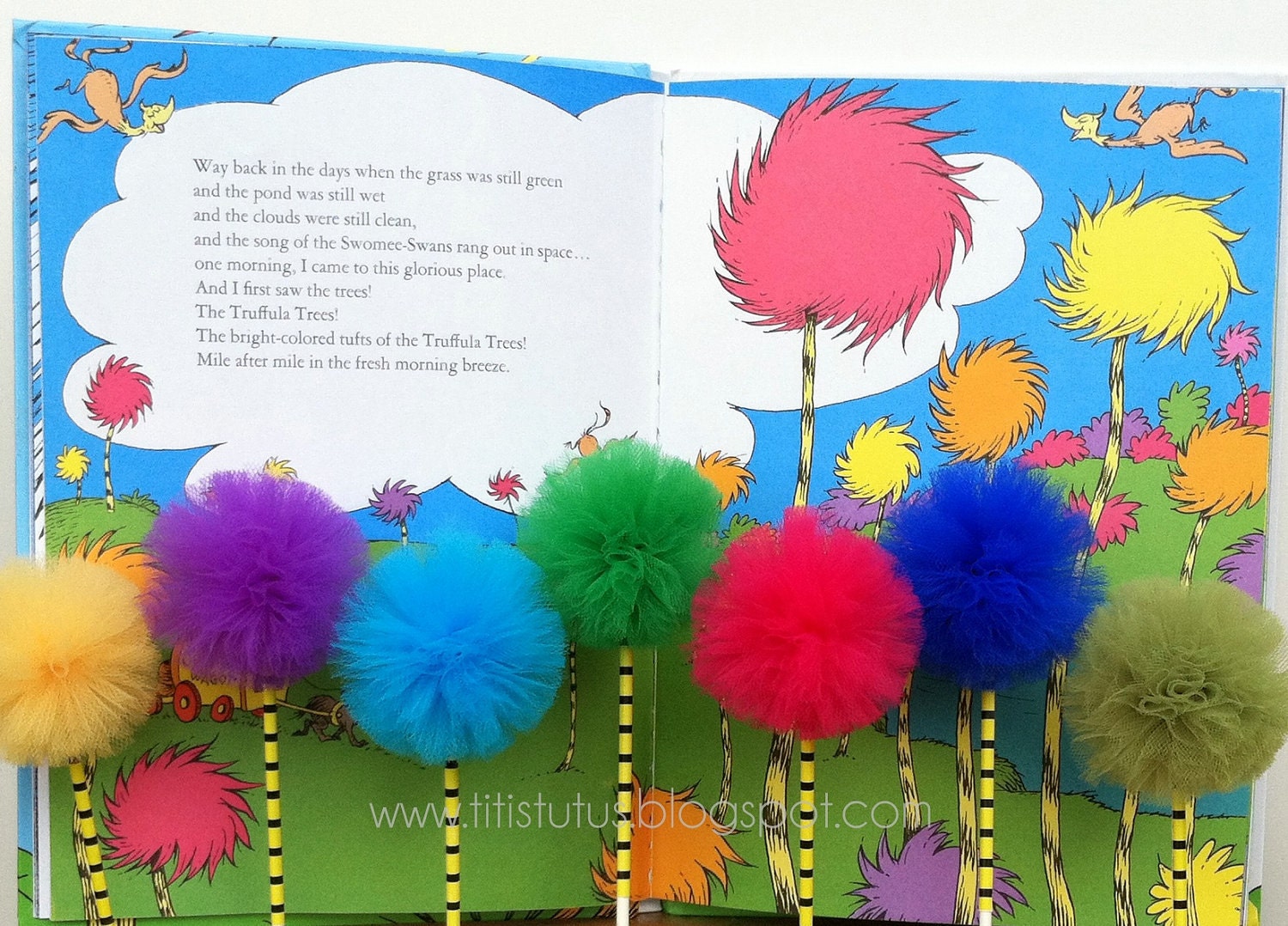 Lorax Inspired Tulle Pom Cupcake Toppers - 1DZ Il_170x135