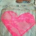 High waist denim shorts, lace heart pockets (Size MEDIUM)