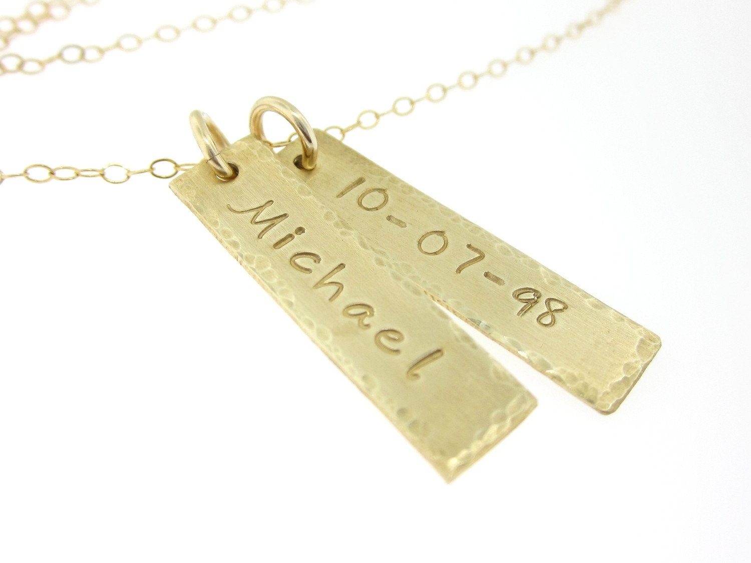 Hand Stamped Jewelry - Two Name Tag 14k Gold Filled