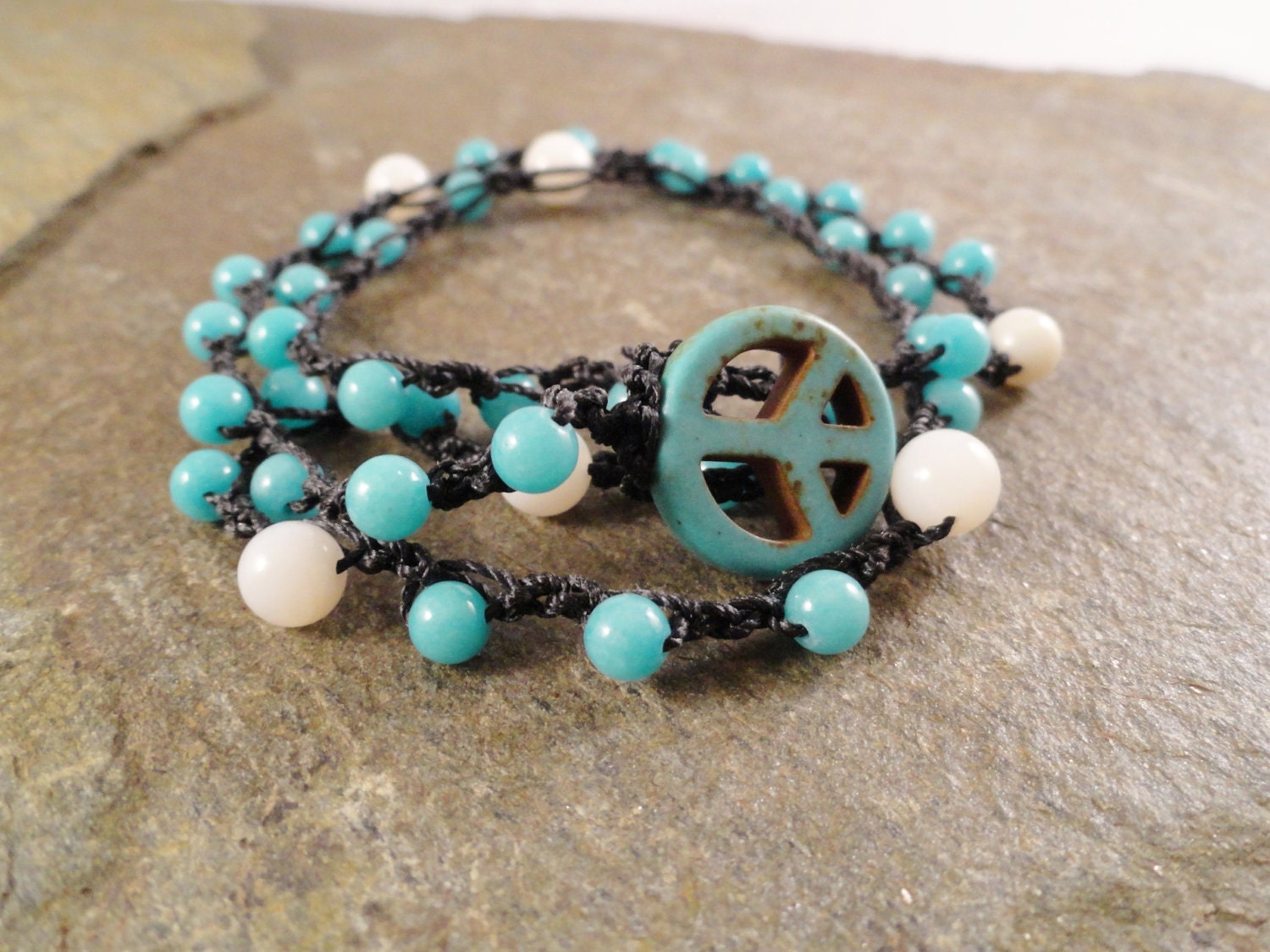 Turquoise Necklace or Double Wrap Bracelet Beaded Bohemian Jewelry