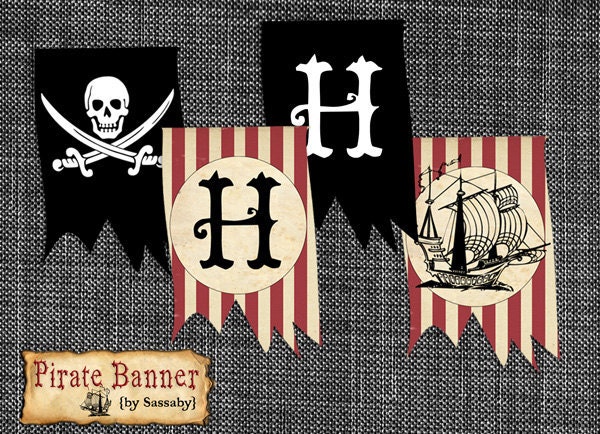 Pirate Boys Birthday Party Banner - DIY PRINTABLE FILE by Sassaby Il_170x135