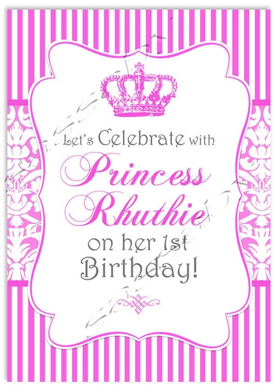Princess Party Sign - Girls Birthday Party - DIY PRINTABLE FILE by Sassaby Il_570xn